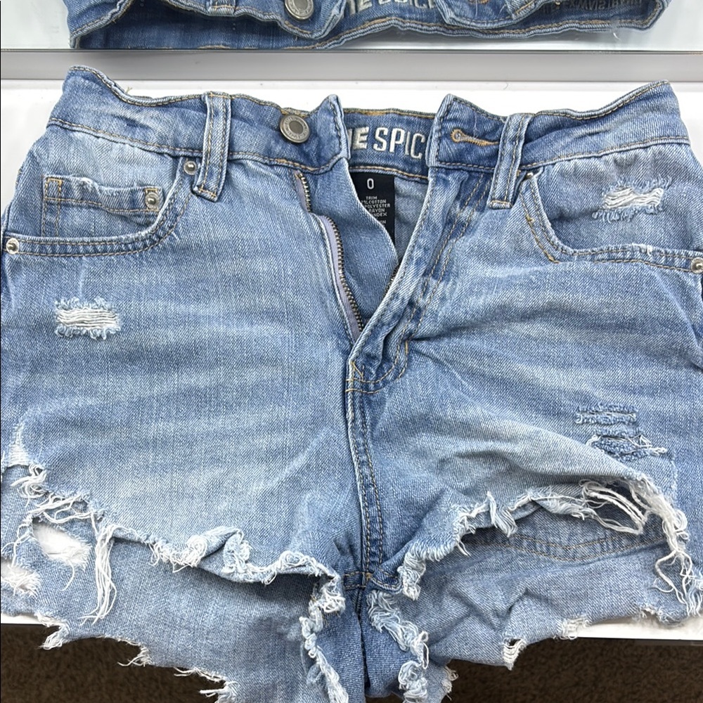 The Spice Blue Distressed Denim Shorts